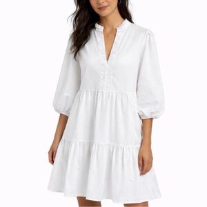 Emily McCarthy Frankie Tiered Mini Dress White Small